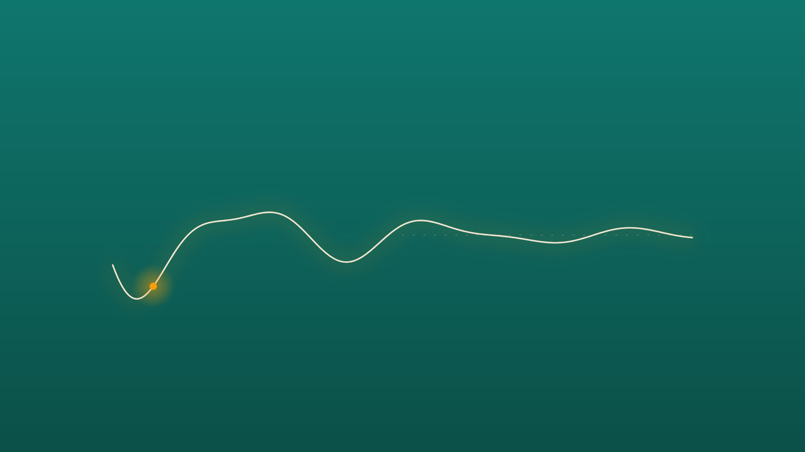 A waveform that starts strong and flattens as it moves right — energy draining over a GLP-1 day.